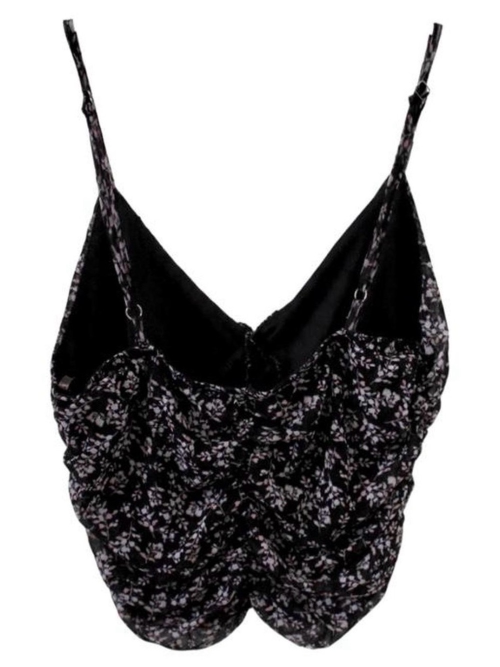 Black Ruffle Cropped Tank Top - Picture 2 of 3